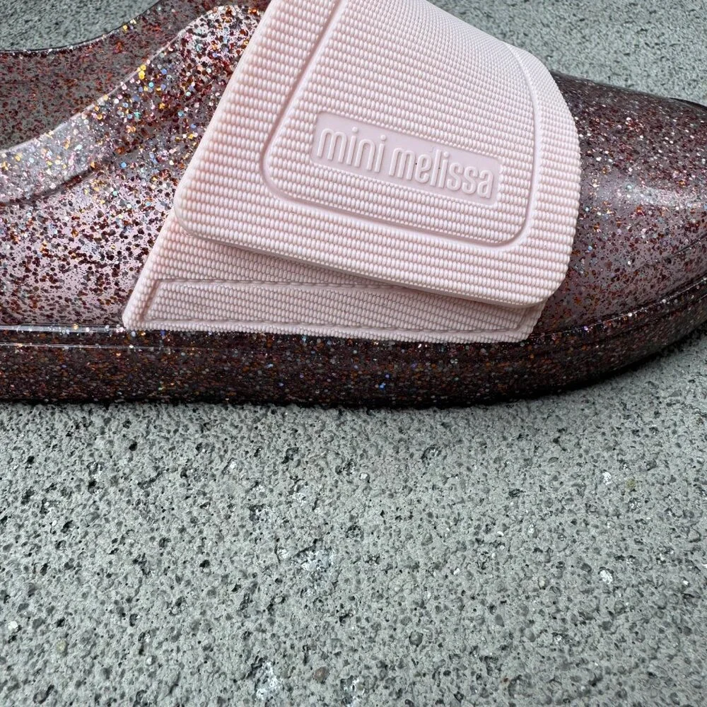 MINI MELISSA Glitter Slip On Shoes Girls 1 Jelly Pop Sneakers Pink Jelly Shoe - Picture 7 of 11
